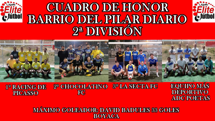 CUADRO DE HONOR. BARRIO DEL PILAR DIARIO 2ª DIVISIÓN